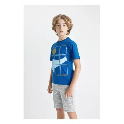 DEFACTO Boy's Crew Neck Printed Short Sleeve T-Shirt