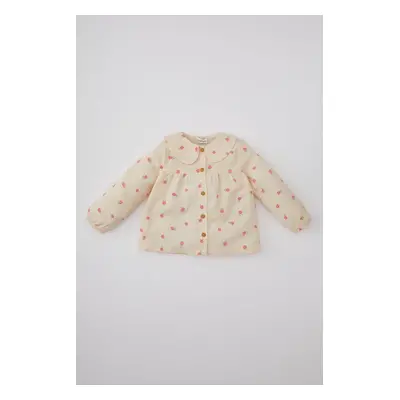 DEFACTO Baby Girl Bebe Collar Twill Floral Long Sleeve Shirt