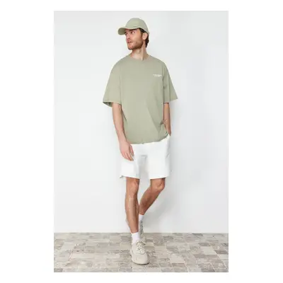 Trendyol Mint Oversize / Wide Cut Text Printed Short Sleeve 100% Cotton T-Shirt