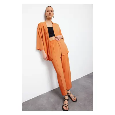 Trendyol Orange Woven Kimono-Pants Set