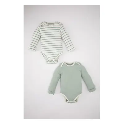 DEFACTO Baby Boy Newborn Baby Collar Striped Ribbed Camisole Long Sleeve Snap Snap Bodybuilding