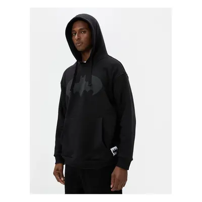 Koton Batman Oversize Hoodie Kangaroo Pocket Licensed Printed