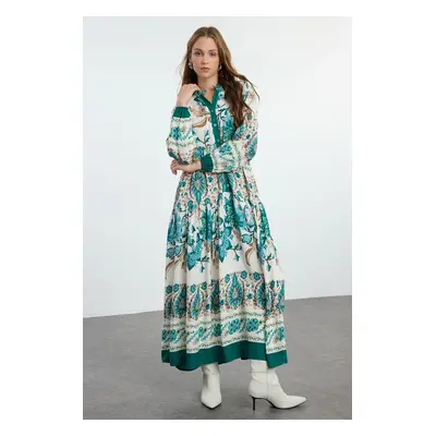 Trendyol Green Floral Viscose Woven Dress