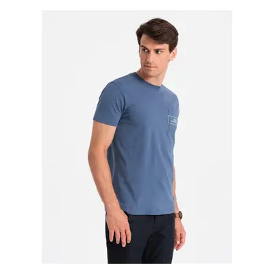 Ombre Streetstyle men's cotton pocket print t-shirt - indigo