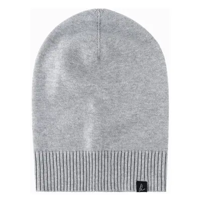 Ombre Zimowa czapka męska beanie z bawełnianej dzianiny – szary melanż