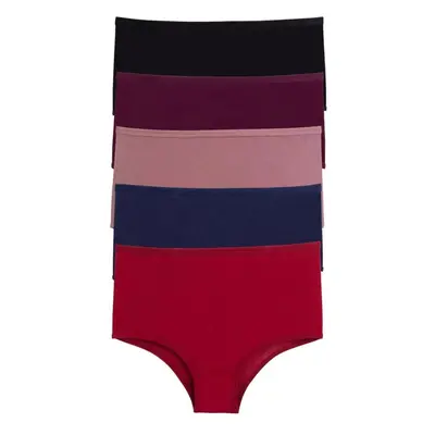 98545 Dewberry Women Panties High Waist Pack of 5-BLACK-NAVY-BURGUNDY