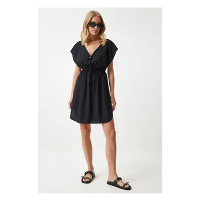 Happiness İstanbul Women's Black Knitted Beach Dress