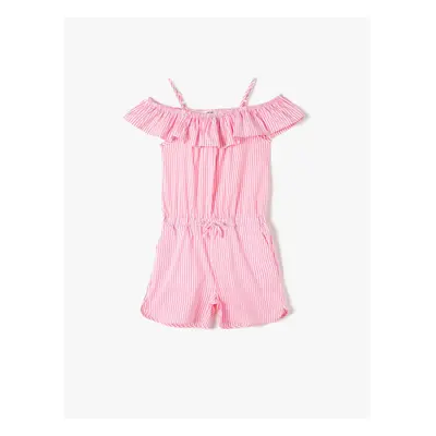 Koton Pink Striped Girl's Overalls