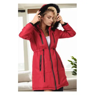 Z6762 DEWBERRY WOMEN'S COAT-BURGUNDY-1