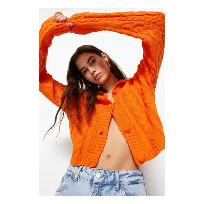 Trendyol Orange Crop Knitwear Cardigan