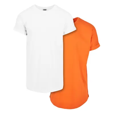 Pre-Pack Long Shaped Turnup Tee 2-Pack bílá+mandarinka