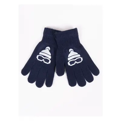 Yoclub Kids's Boys' Five-Finger Gloves With Reflector RED-0237C-AA50-006 Navy Blue