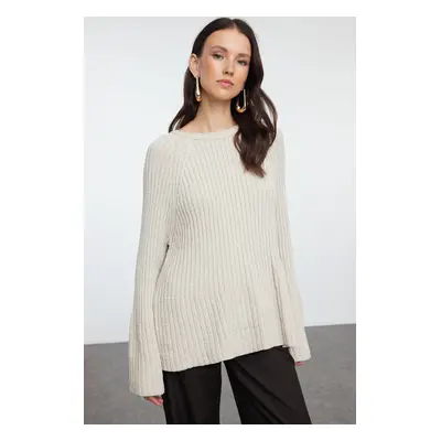 Trendyol Stone More Sustainable Wide Cut Peplum Detailed Knitwear Sweater