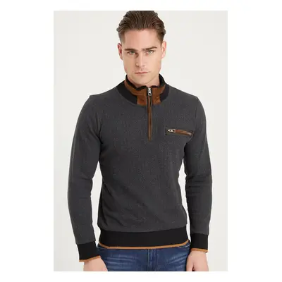 1039 DEWBERRY MEN'S SWEATSHIRT-PATTERNED ANTHRACITE