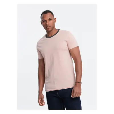 Ombre Men's t-shirt with raw finish - pink