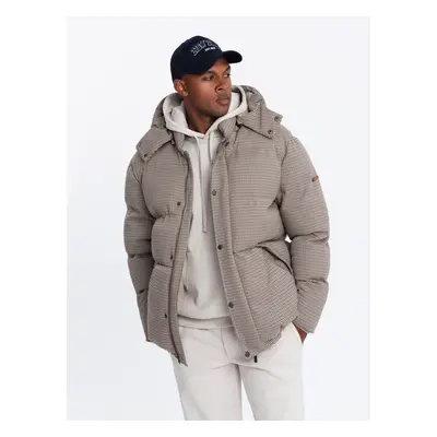 Ombre High padded puffer jacket with pattern - brown