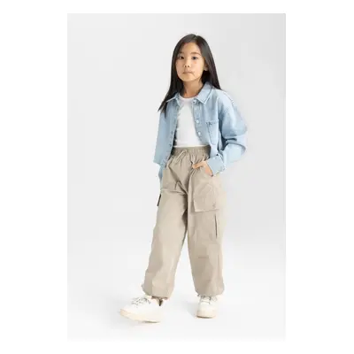 DEFACTO Girls' Parachute Cargo Long Leg Cotton Trousers