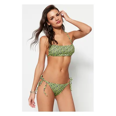 Trendyol Animal Patterned Tie-Up Regular Leg Bikini Bottom