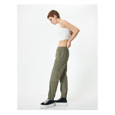 Koton Cargo Jogger Trousers Chain Detail High Waist Cotton