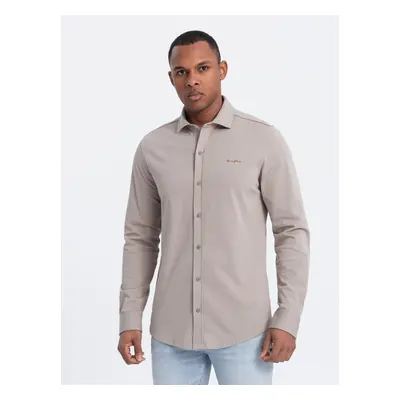 Ombre Men's REGULAR cotton single jersey knit shirt - ash