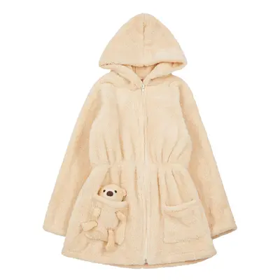 Trendyol Beige Girl Plush Hooded Coat