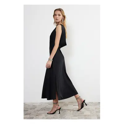 Trendyol Black Back Woven Satin Dress