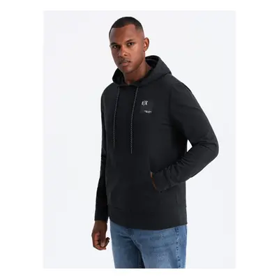 Ombre Men's hooded kangaroo sweatshirt with logo - black