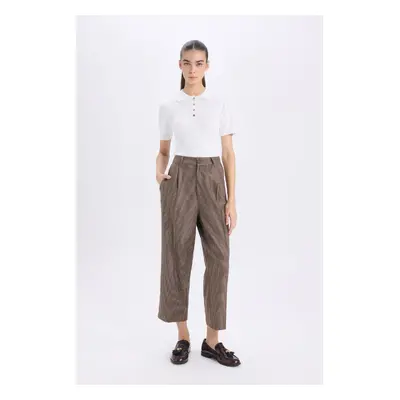 DEFACTO Carrot Fit Darted Trousers High Waist Pocket Short Leg