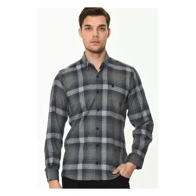 G708 DEWBERRY MEN'S SHIRT-GREY - NAVY BLUE