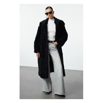 Trendyol Black Oversize Plush Coat