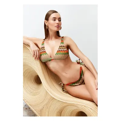 Trendyol Geometric Patterned Triangle Tie Textured Regular Bikini Set