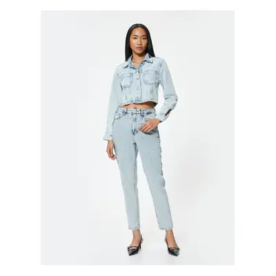 Koton High Waist Jeans Crop Straight Leg - Mom Jean