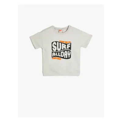 Koton T-Shirt Slogan Printed Short Sleeve Crew Neck Cotton