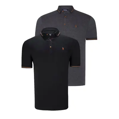 DOUBLE SET T8586 DEWBERRY MEN'S T-SHIRT-BLACK-ANTHRACITE