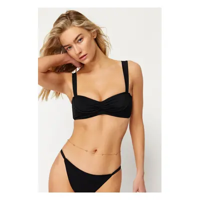 Trendyol Black Bralette Drawstring Bikini Top