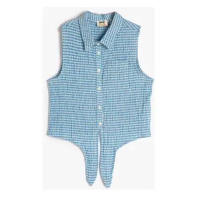 Koton Girls Blue Plaid Shirt