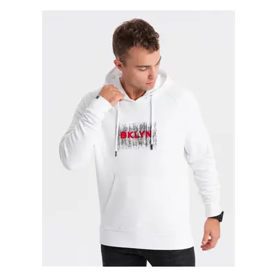 Ombre Men's classic printed kangaroo sweatshirt - white