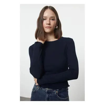 Trendyol Ecru Fitted Crop Ribbed Stretchy Knitted Blouse