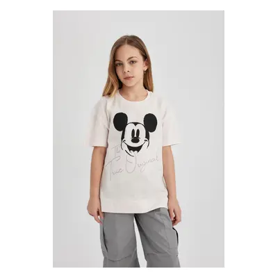 DEFACTO Girls Disney Mickey & Minnie Oversize Fit Crew Neck Short Sleeve T-Shirt