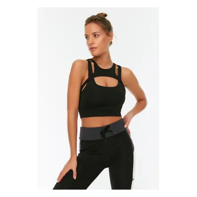 Trendyol Black Support/Shaping Barter Neck Knitted Sports Bra