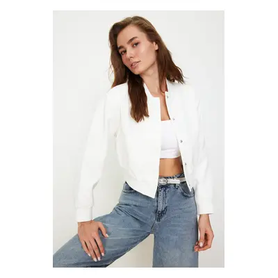 Trendyol Ecru Crop Thin Bomber Jacket