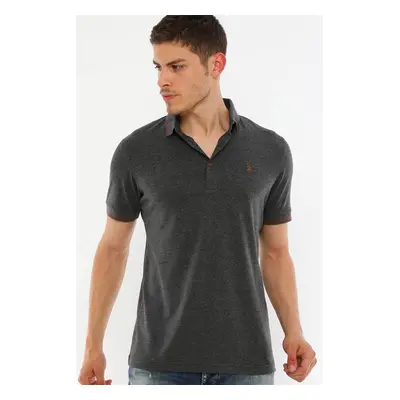 T8586 DEWBERRY MEN'S POLO NECK T-SHIRT-BLACK