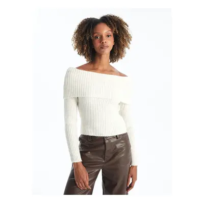 LC Waikiki Boat Neck Plain Long Sleeve Women's Knitwear Sweater