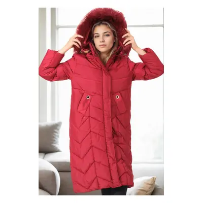 Z6751 DEWBERRY WOMEN'S COAT-BURGUNDY-1