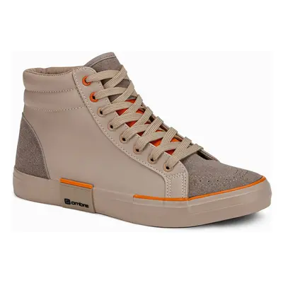 Ombre Men's high classic sneakers with quilted upper - beige and orange