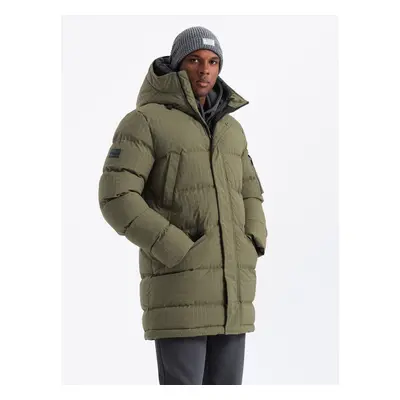 Ombre Outdoor long men's parka jacket - olive