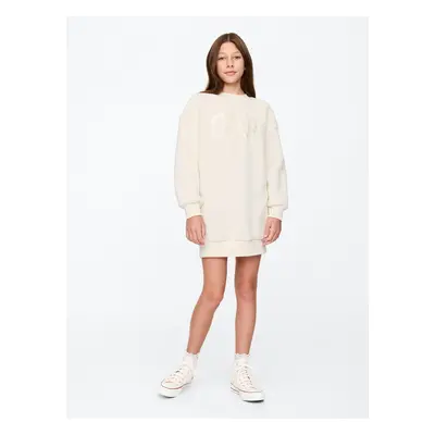 GAP Dětské mikinové oversize sherpa šaty logem - Holky