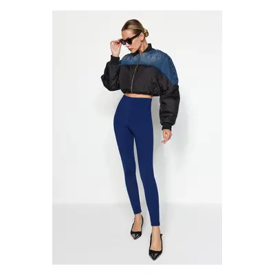 Trendyol Navy Blue Fleece Scuba High Waist Knitted Leggings