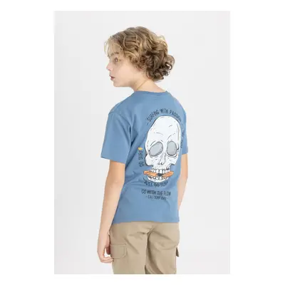 DEFACTO Boy's Crew Neck Back Printed Short Sleeve T-Shirt