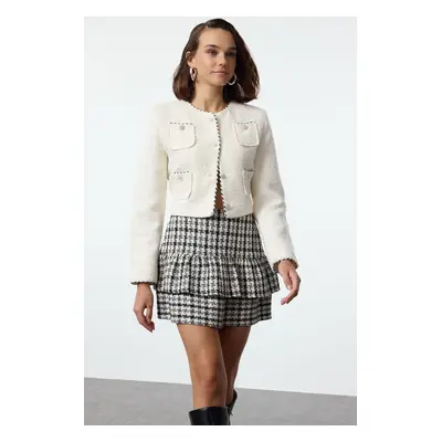 Trendyol Multicolored Skirt Ruffle Detailed Plaid Patterned Flannel Fabric Mini Skirt